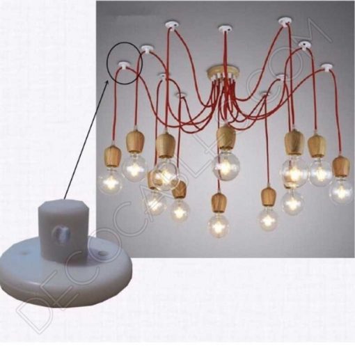 Lámpara colgante araña de madera color rojo