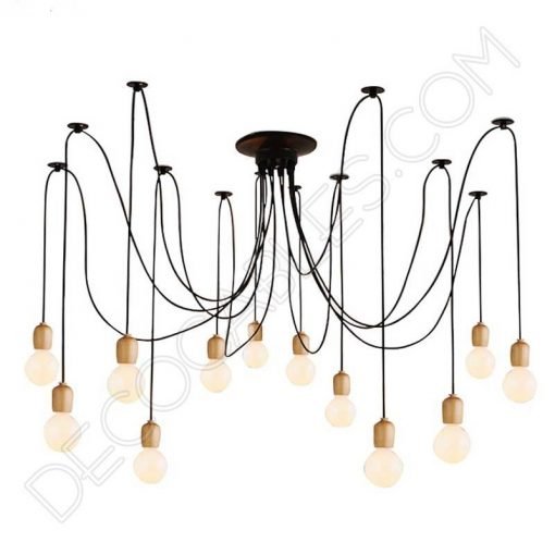 Lámpara colgante araña de madera color negro