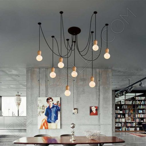 Lámpara colgante araña de madera color negro