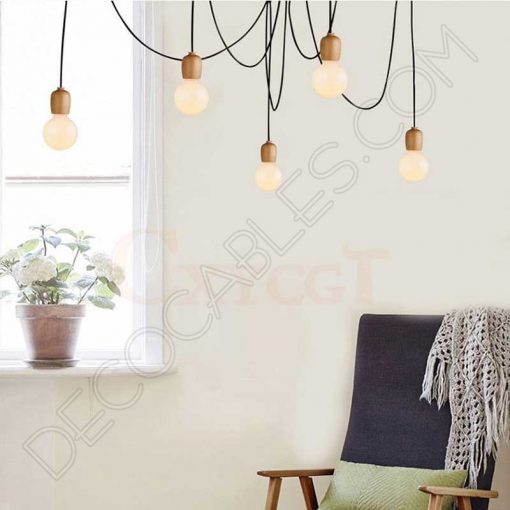 Lámpara colgante araña de madera color negro