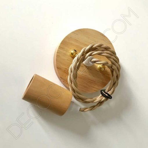 Lámpara Colgante de Madera de Haya y cable trenzado 3 Lámpara colgante de madera de haya y cable trenzado