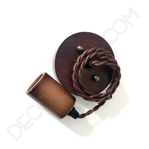 Lámpara Colgante de Madera de Haya y cable trenzado 2 Lámpara colgante de madera de haya y cable trenzado