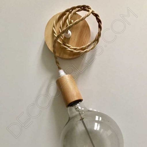 Lámpara Colgante de Madera de Haya y cable trenzado 5 Lámpara colgante de madera de haya y cable trenzado