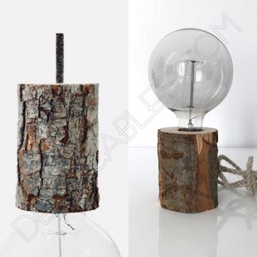 Lámpara de sobremesa corteza de árbol 5 Lámpara colgante corteza de árbol