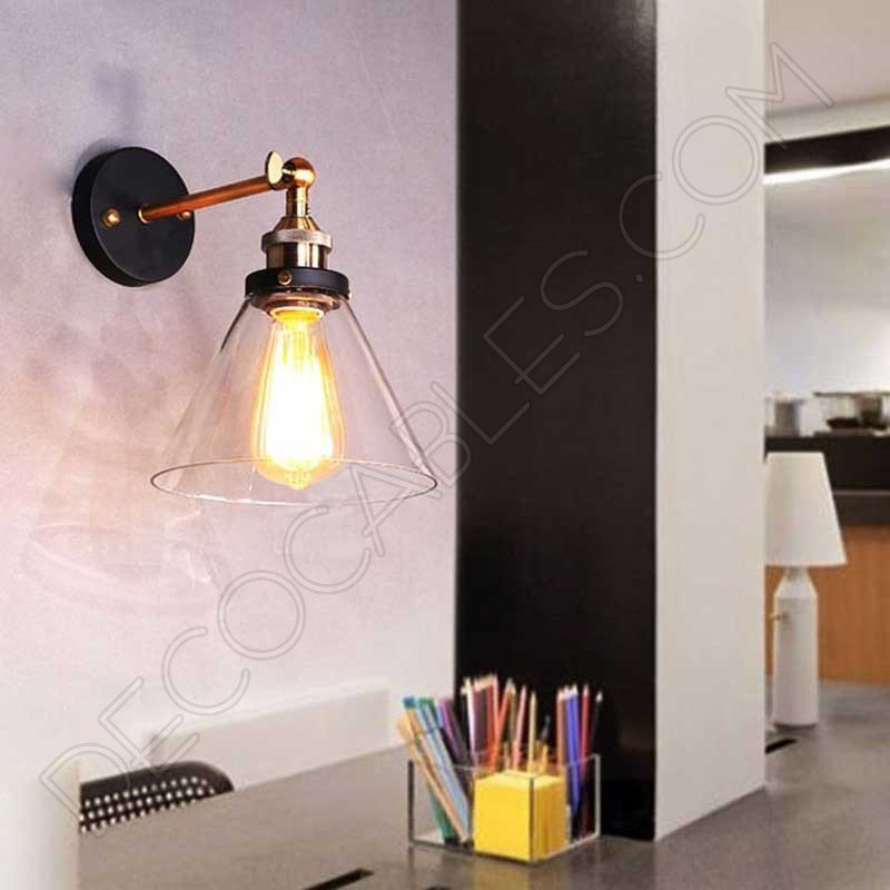 Lámpara aplique de pared tulipa de cristal estilo vintage Lámpara aplique de pared tulipa de cristal estilo vintage