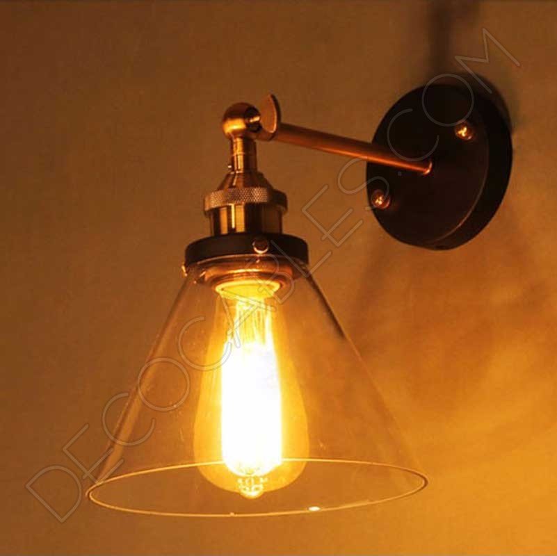 Lámpara aplique de pared tulipa de cristal estilo vintage Lámpara aplique de pared tulipa de cristal estilo vintage