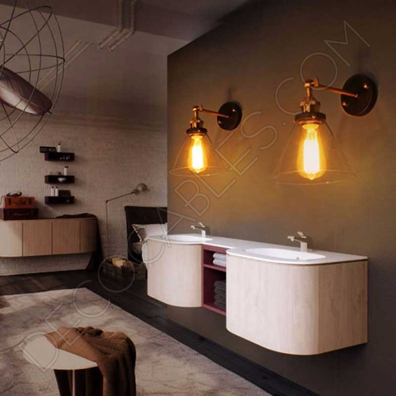 Lámpara aplique de pared tulipa de cristal estilo vintage Lámpara aplique de pared tulipa de cristal estilo vintage