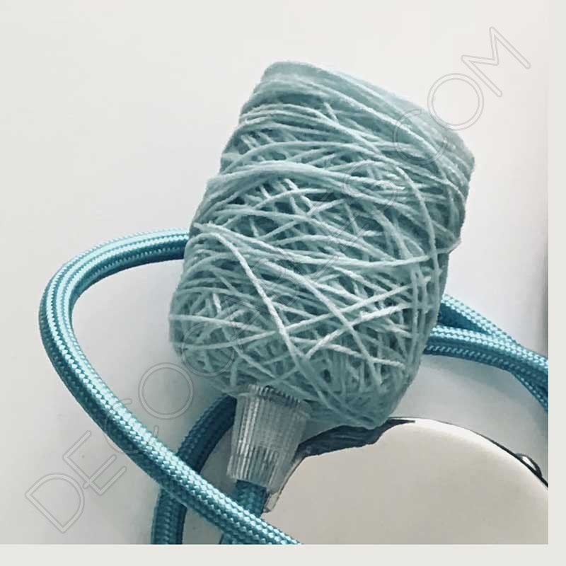 Cubre portalámparas textil en algodón azul Cubre portalámparas textil en algodón azul