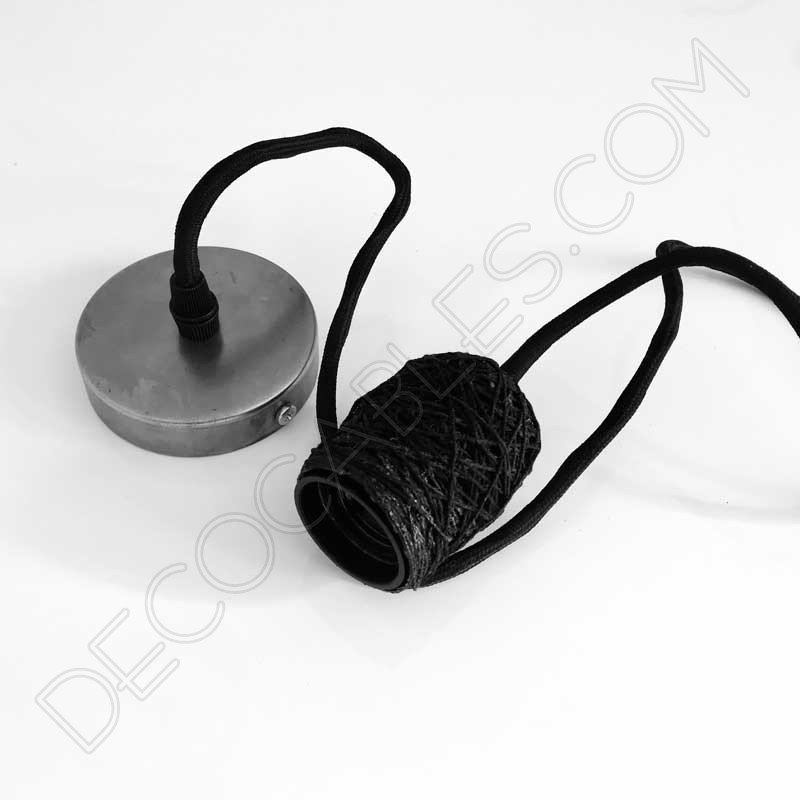 Cubre portalámparas textil en algodón negro Cubre portalámparas textil en algodón negro