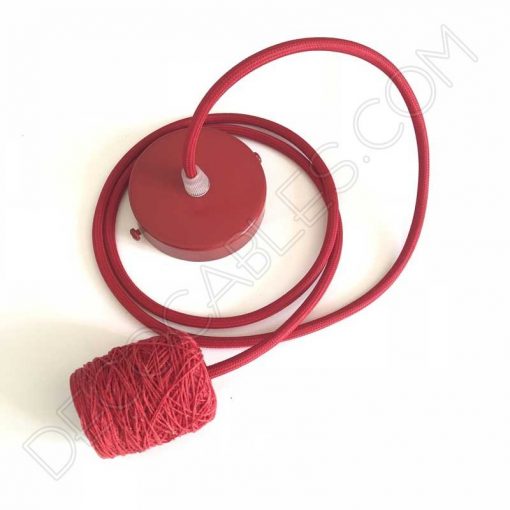 Lámpara colgante con portalámparas textil 4 Cubre portalámparas textil en algodón rojo