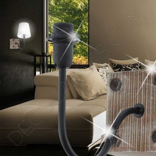 Aplique de pared lámpara en madera y acero negro 2 Lámpara aplique de pared madera y metal vintage