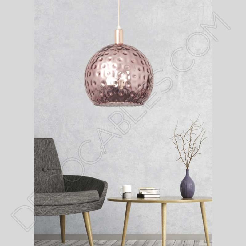 Lámpara colgante cristal esmaltado modelo León rosa oro Lámpara colgante cristal esmaltado modelo León rosa oro