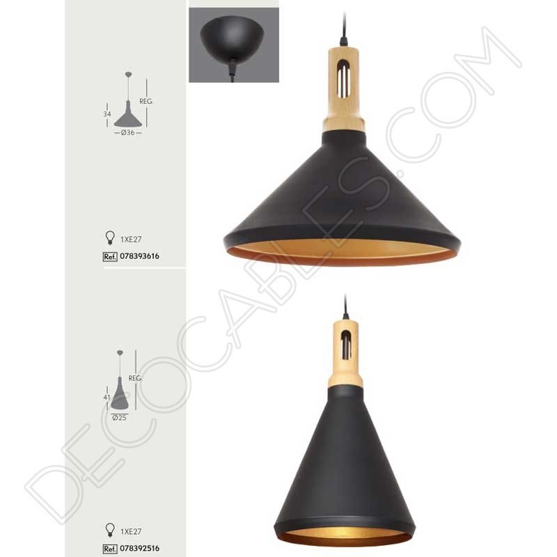 Lámpara colgante serie germano negro y oro Lámpara colgante serie germano negro y oro