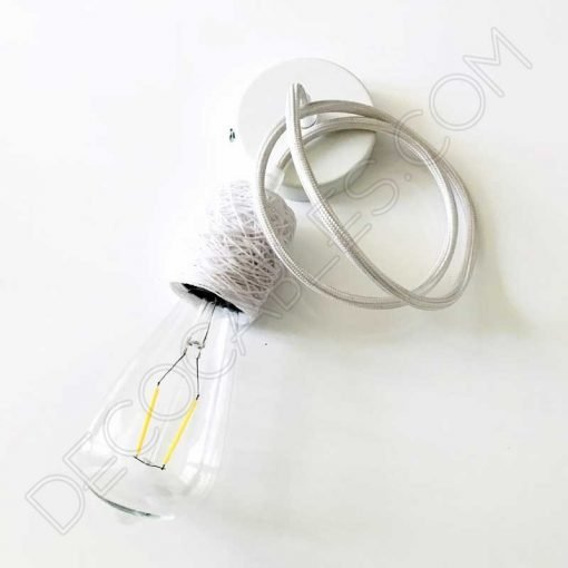 Lámpara colgante con portalámparas textil 6 Lámpara colgante con portalámparas textil de algodón en blanco
