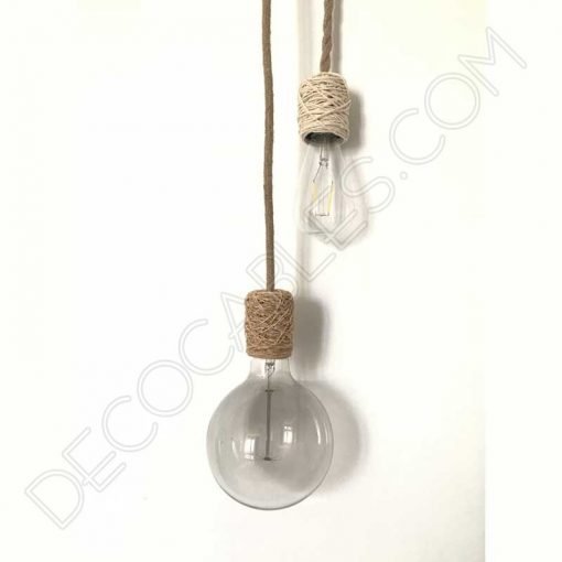 Lámpara colgante con portalámparas textil 10 Lámpara colgante con portalámparas textil de algodón en cáñamo claro