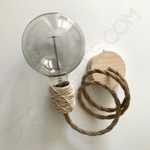 Lámpara colgante con portalámparas textil 9 Lámpara colgante con portalámparas textil de algodón en cáñamo claro