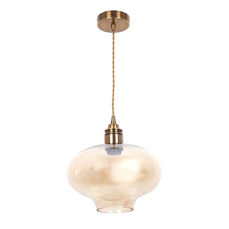 Lámpara colgante tulipa cristal ámbar modelo muriel Lámpara colgante tulipa cristal ámbar modelo muriel