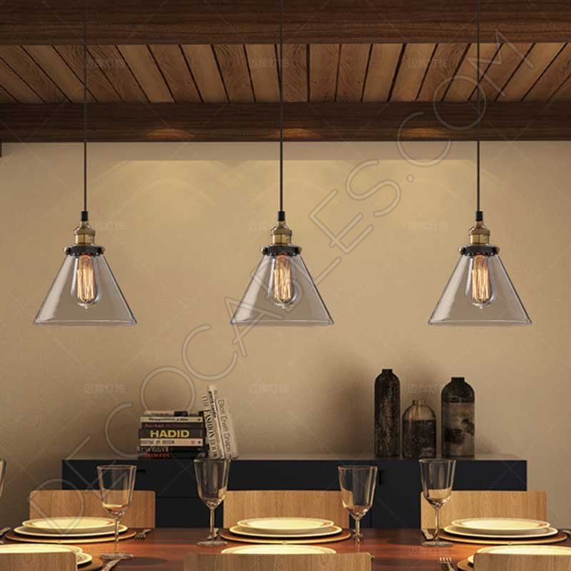 Lámpara colgante con tulipa de cristal estilo vintage Lámpara colgante con tulipa de cristal estilo vintage