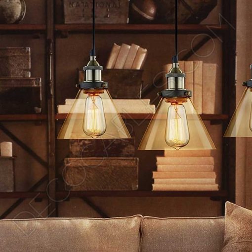 Lámpara colgante con tulipa de Cristal Vintage 7 Lámpara colgante con tulipa de cristal estilo vintage