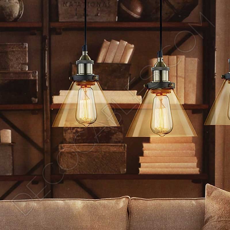 Lámpara colgante con tulipa de cristal estilo vintage Lámpara colgante con tulipa de cristal estilo vintage