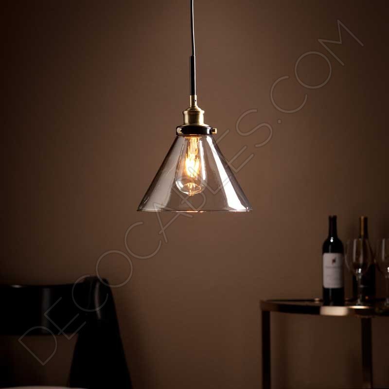 Lámpara colgante con tulipa de cristal estilo vintage Lámpara colgante con tulipa de cristal estilo vintage