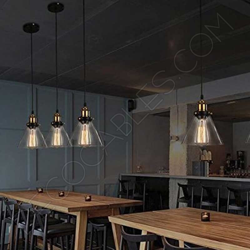 Lámpara colgante con tulipa de cristal estilo vintage Lámpara colgante con tulipa de cristal estilo vintage