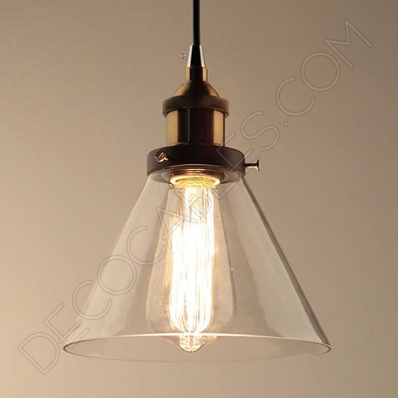 Lámpara colgante con tulipa de cristal estilo vintage Lámpara colgante con tulipa de cristal estilo vintage