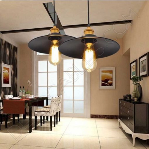 Lampara colgante con pantalla en forma de plato modelo vintage