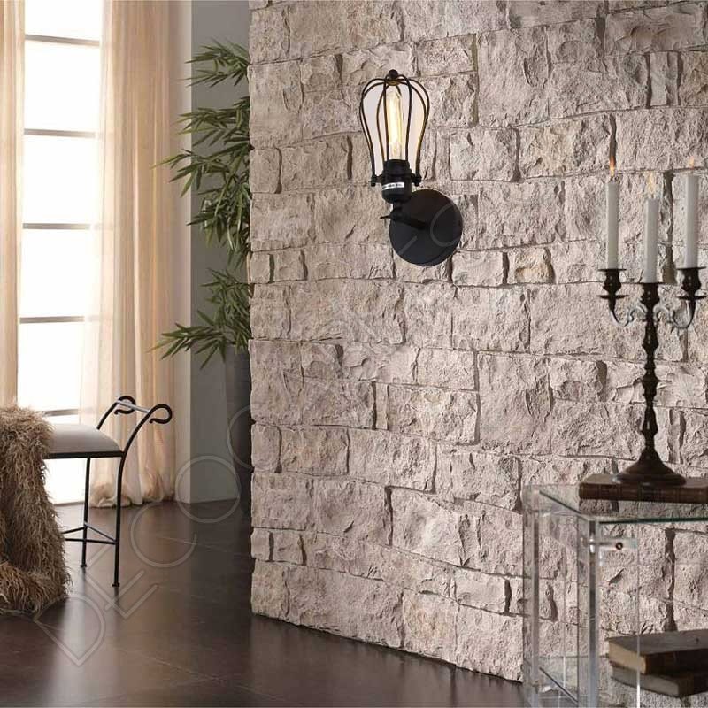Lámpara aplique de pared Vintage negro mate con jaula Lámpara aplique de pared Vintage negro mate con jaula