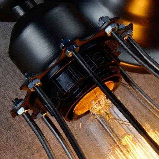 Lámpara Aplique de pared Vintage con Jaula 4 Lámpara aplique de pared Vintage negro mate con jaula