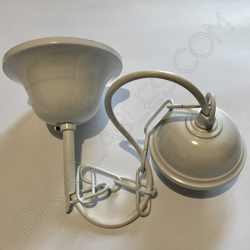 Conjunto florón cadena y portalámparas blanco Conjunto florón cadena y portalámparas blanco