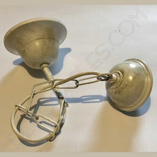 Conjunto Florón Cadena y Portalámparas 7 Conjunto florón cadena y portalámparas blanco envejecido