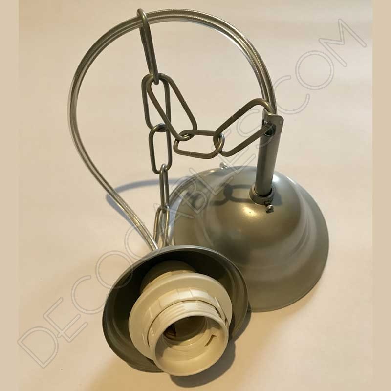 Conjunto florón cadena y portalámparas plata Conjunto florón cadena y portalámparas plata