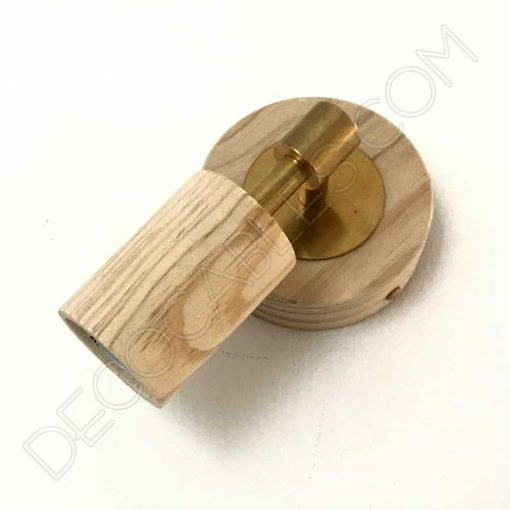 Foco aplique de pared en latón y madera