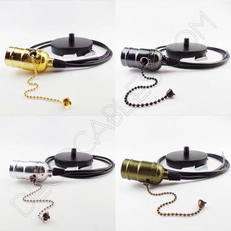 Lampara colgante retro con portalámparas con interruptor de cadena Lampara colgante retro con portalámparas con interruptor de cadena