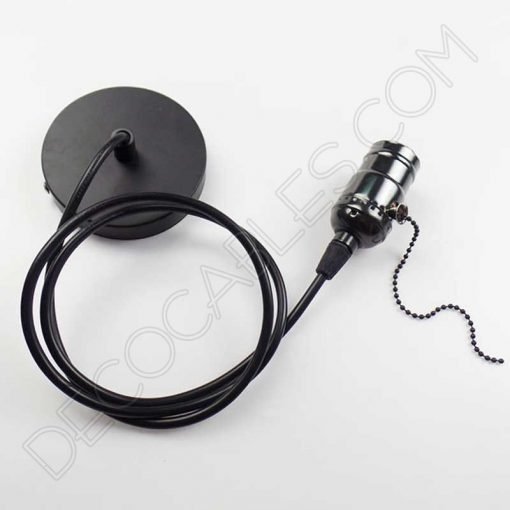 Lámpara Colgante Retro con interruptor de cadena 4 Lampara colgante retro con portalámparas con interruptor de cadena negro perla