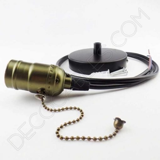 Lámpara Colgante Retro con interruptor de cadena 7 Lampara colgante retro con portalámparas con interruptor de cadena oro viejo
