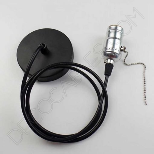 Lámpara Colgante Retro con interruptor de cadena 2 Lampara colgante retro con portalámparas con interruptor de cadena cromo