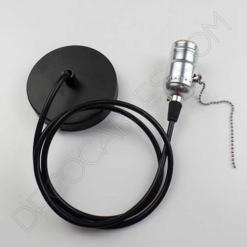 Lampara colgante retro con portalámparas con interruptor de cadena cromo Lampara colgante retro con portalámparas con interruptor de cadena cromo