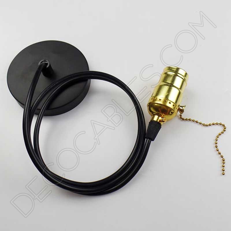 Lampara colgante retro con portalámparas con interruptor de cadena dorada Lampara colgante retro con portalámparas con interruptor de cadena dorada