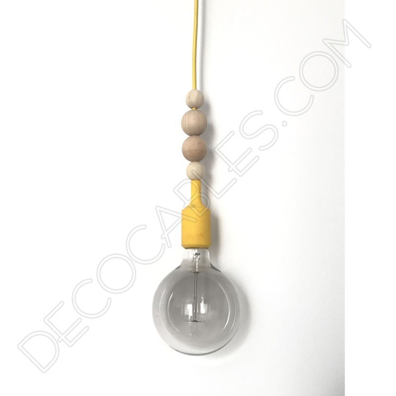 Lámpara colgante de silicona y bolas de madera Lámpara colgante de silicona y bolas de madera