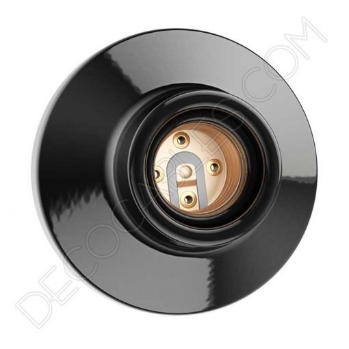 Portalámparas negro de porcelana zócalo modelo Elektra