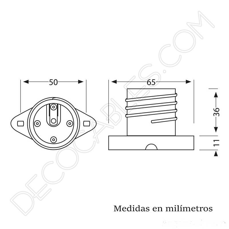 Portalámparas negro de porcelana zócalo modelo Elektra Portalámparas negro de porcelana zócalo modelo Elektra
