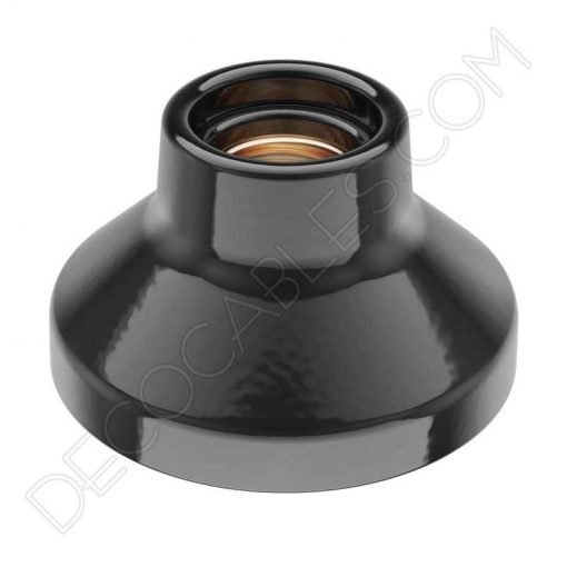 Portalámparas negro de porcelana zócalo modelo Elektra