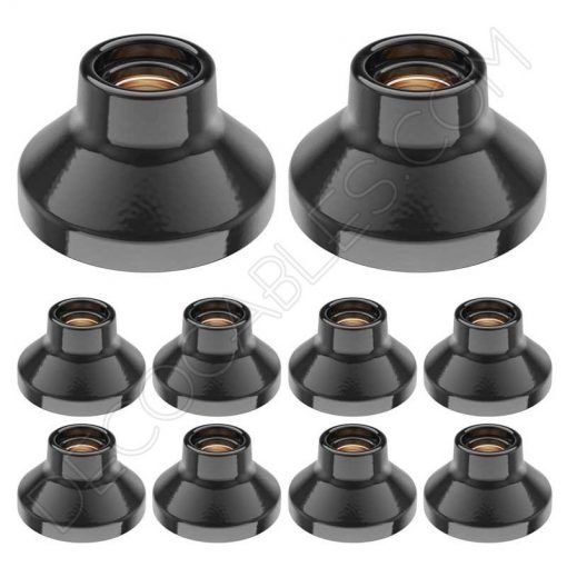 Portalámparas negro de porcelana zócalo modelo Elektra