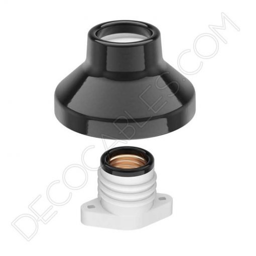 Portalámparas negro de porcelana zócalo modelo Elektra