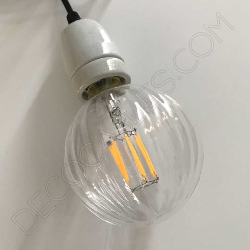 Bombilla decorativa globo filamento led rayada transparente 95mm