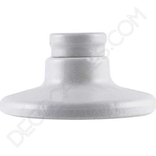 Portalámparas zócalo porcelana blanca retro vintage con interruptor de cadena