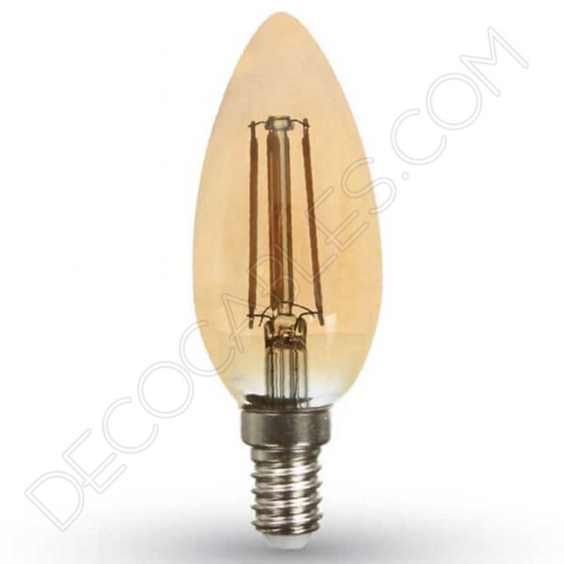 Bombilla vela rizada filamento led gold cristal ámbar Bombilla vela rizada filamento led gold cristal ámbar