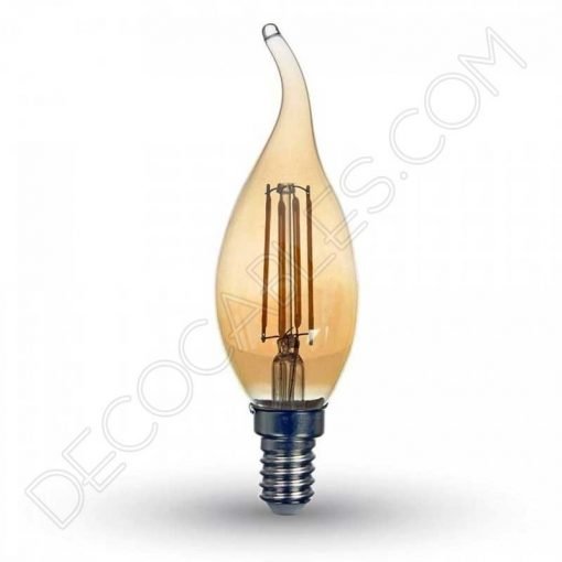 Bombilla Vela de Filamento Led Gold 9 Bombilla vela rizada filamento led gold cristal ámbar